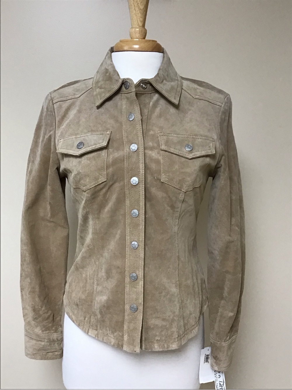 Live a Little Tan Suede Snap-Front Jacket size Small